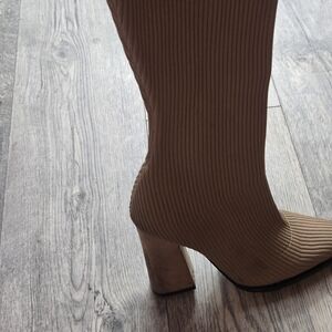 Chic Tan Ribbed Over the Knee Boots